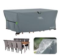 Velway Garden Furniture Covers 242x162x71cm - Waterproof Outdoor Patio Table Cover with Air Vent and Windproof Straps - Anti-UV for Outside Sofa Rectangular Table Chair Rattan Furniture Set - Grey