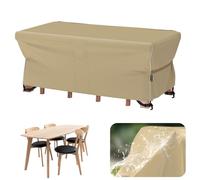 Velway Garden Furniture Covers Waterproof - 170x95x74cm Outdoor Table Cover Tear-Resistant with Reflective Strip Air Vent 600D Anti-UV Windproof for Outside Patio Table and Chair Rattan Sofa - Khaki