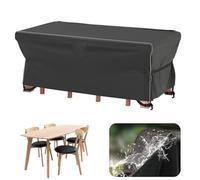 Velway Garden Furniture Covers Waterproof - 170x95x74cm Outdoor Table Cover Tear-Resistant with Reflective Strip Air Vent 600D Anti-UV Windproof for Outside Patio Table and Chair Rattan Sofa - Black