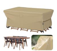 Velway Garden Furniture Covers Waterproof - 180x120x74cm Outdoor Table Cover Tear-Resistant with Reflective Strip Air Vent 600D Anti-UV Windproof for Outside Patio Table and Chair Rattan Sofa - Khaki