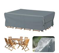 Velway Garden Furniture Covers Waterproof - 200x160x74cm Outdoor Table Cover Tear-Resistant with Reflective Strip Air Vent 600D Anti-UV Windproof for Outside Patio Table and Chair Rattan Sofa - Grey