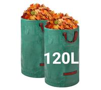 Velway Heavy-duty Garden Waste Bags - 120L x 2Pack Reusable Garden Sacks with Handles - Industrial Fabric for Leaves Trash Debris - Waterproof Garden Rubbish Bags