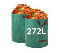 Velway Heavy-duty Garden Waste Bags - 272L x 2Pack Reusable Garden Sacks with Handles - Industrial Fabric for Leaves Trash Debris - Waterproof Garden Rubbish Bags
