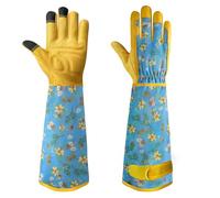 Velway Long Gardening Gloves for Women - Thorn Proof & Rose Pruning Forearm Protection Garden Gloves - Breathable Leather Long Garden Gloves Gifts & Tools for Gardener Yard Work X-Large