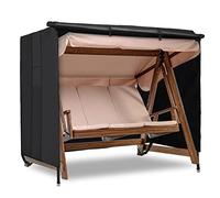 Velway Outdoor Swing Cover - Triple Seater Waterproof Patio Hammock 87x49x70 - All Weather Windproof Glider Chair for Garden Furniture, Black