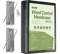 Velway Weed Control Membrane 2x5M with 30 Garden Pegs Heavy Duty