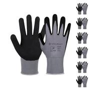 Velway Work Gloves for Men Women - 6 Pairs Firm Grip Nitrile Frosted Palm Coated Gardening Gloves Breathable Seamless Knit Nylon Dexterity Protecting Working Gloves for General Duty Work (Size 10/XL)