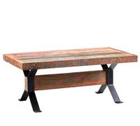 Vema Reclaimed Boat Wood And Metal Solid Rectangular Coffee Table
