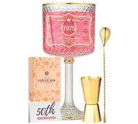 Vemacity 50th Birthday Gifts for Women | Year: 1975 Personalised Gin Glass Gifts for Women | Gold Bar Accessories Included| Gin Gifts for Women w/Spoon & Jigger | Recipe PDF | Aperol Spritz Glassware