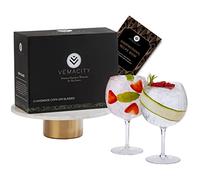 Vemacity Crystal Gin Glasses | Handmade Gin Glass Gift Set & Recipe e-Book (PDF) | Aperol Spritz & Cocktail Glasses | Stylish Gift Box - Transparent