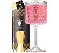 Vemacity Personalised Gin Glass Gifts for Women | Gold Inital: Letter (B) | with Matching Gold Bar Accessory| Gin Gifts for Women with Double-Sided Jigger | Recipe PDF | Ideal Aperol Spritz Glassware