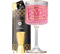 Vemacity Personalised Gin Glass Gifts for Women | Gold Inital: Letter (V) | with Matching Gold Bar Accessory| Gin Gifts for Women with Double-Sided Jigger | Recipe PDF | Ideal Aperol Spritz Glassware