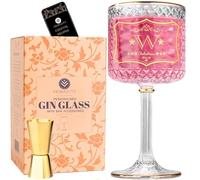 Vemacity Personalised Gin Glass Gifts for Women | Gold Inital: Letter (W) | with Matching Gold Bar Accessory| Gin Gifts for Women with Double-Sided Jigger | Recipe PDF | Ideal Aperol Spritz Glassware