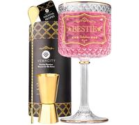 Vemacity Personalised Gin Glass with Gold Rim & ‘Bestie’ Design | Large 700ml Gin Glasses Gift for Women with Gold Spoon & Jigger | Recipe PDF | Ideal Aperol Spritz or Wine Cup