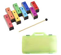VEMART 1Set 8-Note Xylophone Colorful Glockenspiel Removable Rainbow Color with Plastic Mallets Green Case