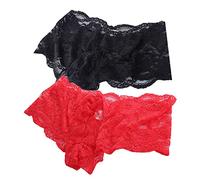 VemeFufu 2PCS Men's Lace Mankini G-String Christmas Xmas Birthday Secret Gift for Men UK Hot Funny Thong String Briefs Triangle Boxers Low Rise Stretchy Bikini Panties Lingerie