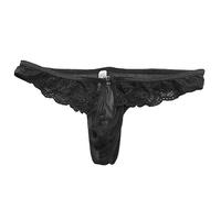 VemeFufu Mankini for Men UK Hot Funny Lace String Stretch Tanga Briefs Triangle Panties Men's Thong Underwear Black