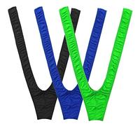 VemeFufu Men's Borat Mankini Thong Underwear for Men V-String Swimwear Sexy Swimsuit with Suspender Costume Joke Gift 3Pack Green&Black&Blue
