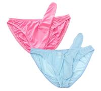 VemeFufu Men's Thongs Briefs Underwear Mankini for Men UK Hot Funny Triangle Bulge Pouch Low Waist Cosplay Elephant Underpants Costume Birthday Christmas Xmas Joke Secret Gift 2 Pack Pink & Lightblue