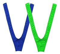 VemeFufu String borat mankini for men funny UK hot swimming thong adjustable costume 2 Pieces Green + Blue