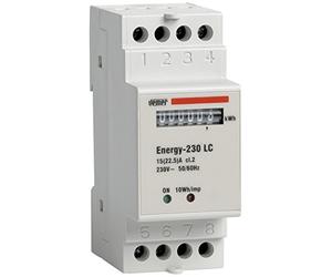 VEMER VN960100 Model ENERGY-230 LC DIN-Rail mounting Energy Meter to Display Active Energy Consumption in Single-Phase Systems. Direct max Current 22,5A