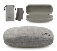 Vemiss Hard Shell Eyeglasses Case Linen Fabric Large Sunglasses Case Concise Gray