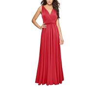 VEMOW Women Evening Party Dress Floor Length Bridesmaids Wedding Guest Dress Multiway Infinity Bandage Pageant Prom Ball Gowns Wrap V Neck Flowy Pleated A Line Long Maxi Dresses(RD1,XL)