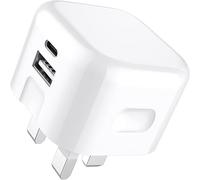 VEN-DENS For Honor 200 Lite Mini Charger Plug, USB + Type C Fast Charger 20W USB C Travel Fast Charging Adapter Dual Ports Charger (White)