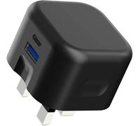 VEN-DENS For Honor 200 Lite Mini Charger Plug, USB + Type C Fast Charger 20W USB C Travel Fast Charging Adapter Dual Ports Charger (Black)