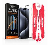 VEN-DENS Screen Protector for iPhone 15 Pro, Black Border Full Coverage Tempered Glass Film with Easy Installation Tool, Case-Friendly HD Clear Screen Guard for iPhone 15 Pro 6.1 Inch