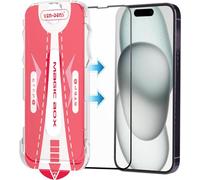 VEN-DENS Screen Protector for iPhone 15 Pro, Black Edge Full Coverage Edge to Edge Tempered Glass Film with Easy Installation Tool, Case-Friendly, HD Clear For iPhone 15 Pro 6.1"