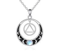 VENACOLY AA Gift Necklace 925 Sterling Silver Alcoholics Anonymous Recovery Symbol Necklace Crescent AA Sobriety Jewellery for Women