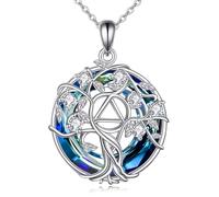 VENACOLY AA Tree of Life Necklace 925 Sterling Silver Alcoholics Anonymous Crystal Pendant Jewellery for Women