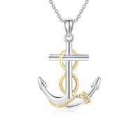 VENACOLY Anchor Necklace Sterling Silver Nautical Pendant Mother's Day Jewellery for Women Mum