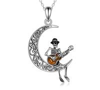 VENACOLY Bat/Skull Necklace Sterling Silver Gothic Necklace Halloween Jewelry for Women Men