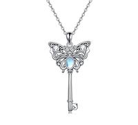 VENACOLY Butterfly Necklace Moonstone 925 Sterling Silver Key pendant Jewellery Birthday for Women