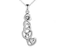 VENACOLY Cat Necklace Sterling Silver Celtic Knot Cat Pendant Irish Cat Jewellery Cat Themed Gifts for Cat Lovers Women Her