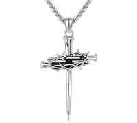 VENACOLY Cross Necklace 925 Sterling Silver Nails Cross Pendant Religious Christmas Gifts Mother's Day Jewellery for Women Mum Men