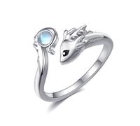 VENACOLY Dragon Ring for Women Sterling Silver Moonstone Adjustable Rings Christmas Gifts Mother's Day Dragon Jewellery for Mum