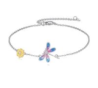 VENACOLY Dragonfly S925 Sterling Silver Dragonfly Bracelet Sunflower And Dragonfly Chain Link Bracelets Dragonfly Jewellery for Women Mom Lover