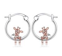 VENACOLY Giraffe Earrings 925 Sterling Silver Cute Animal Earrings Giraffe Hoop Earring Giraffe Jewelry for Women