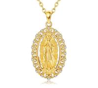 VENACOLY Gold Virgin Mary Necklace 925 Sterling Silver Virgin Mary Pendant Necklace Virgin Mary Jewellery for Women