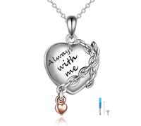 VENACOLY Heart Urn Necklace for Ashes Sterling Silver Heart Cremation Pendant Memorial Mother's Day Jewellery Keepsake Christmas Gifts for Women Mum