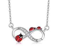 VENACOLY Ladybug Necklace Sterling Silver Infinity Ladybird Necklace Lady Bug Christmas Gifts Mother's Day Jewellery for Women Mum