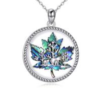 VENACOLY Mama Bear Abalone Shell Necklace 925 Sterling Silver Bear Pendant Jewellery for Women Bear Lovers