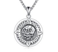 VENACOLY Memento Mori Necklace 925 Sterling Silver Memento Mori Pendant Skull Jewellery Christmas for Men Women