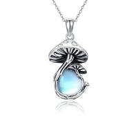 VENACOLY Moonstone Mushroom Necklace Sterling Silver Mushroom Pendant Christmas Gifts Mother's Day Jewellery for Women Mum