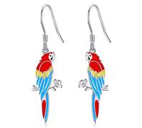 VENACOLY Parrot Earrings 925 Sterling Silver Colorful Tropical Bird Earrings Parrot Jewelry for Women Girls