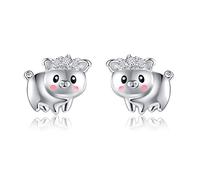 VENACOLY Pig Earrings 925 Sterling Silver Cute Animal Stud Earrings Pig Jewelry for Pig Lovers Women Girls