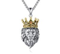 VENACOLY S925 Sterling Silver Anchor/Lion/Om/Star Of David/Eye Of Horus/Aztec Calendar/Saint Benedict/Arrowhead Pendant Necklace Stainless Steel 22+2 Chain Jewellery for Men Women